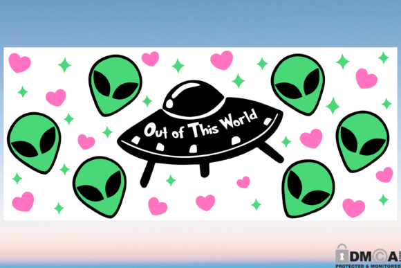 Alien Space Ship 16oz Libbey Glass Wrap: Graphics & Print Templates
