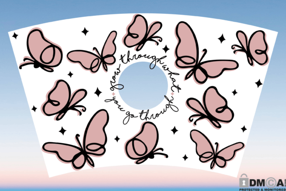 Boho Butterfly 24oz Cup Wrap SVG: Graphics & Print Templates