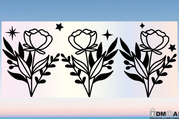 Boho Wildflower 16oz Libbey Glass Svg: Graphics for Print Templates