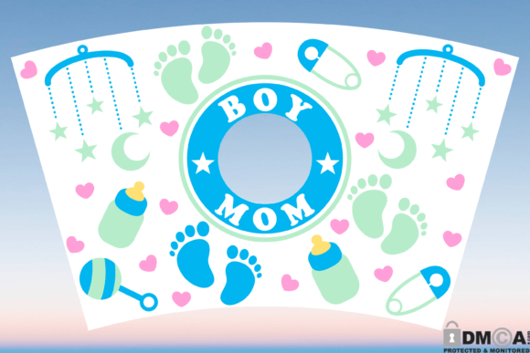 Boy Mom 24oz Cup Tumbler Wrap SVG: Graphics & Print Templates