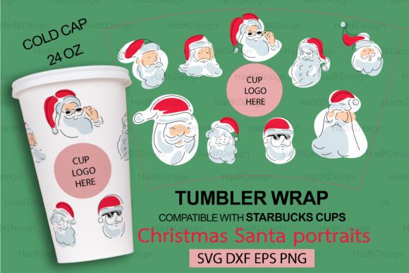 Christmas Santa Portraits Tumbler Wrap Graphics