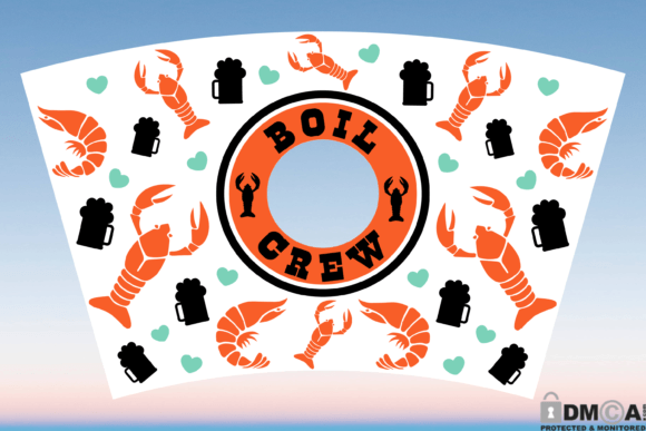 Crawfish SVG 24oz Venti Wrap: Graphics & Print Templates