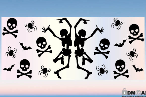 Dancing Skeleton 16oz Libbey Glass Wrap: Graphics & Print Templates