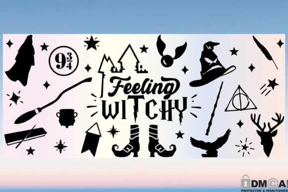 Feeling Witchy Halloween Libbey Can SVG: Graphics & Print Templates
