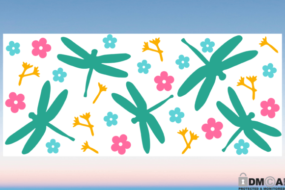 Floral Dragonfly 16oz Libbey Glass Wrap: Graphics & Print Templates