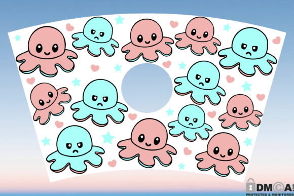 Funny Octopus 24oz Venti Full Wrap SVG