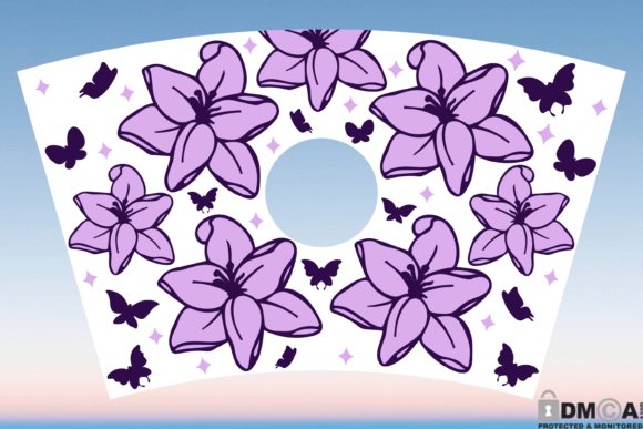 Lily Flower 24oz Venti Cup Wrap SVG