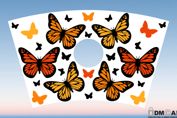 Monarch Butterfly 24oz Venti Cup Graphics & Print Templates