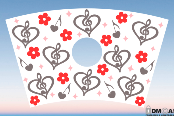 Music Love Floral 24oz Venti Cup Wrap: Graphics and Print Templates