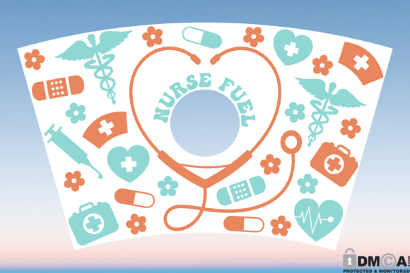 Nurse Fuel 24oz Venti Cup Full Wrap SVG