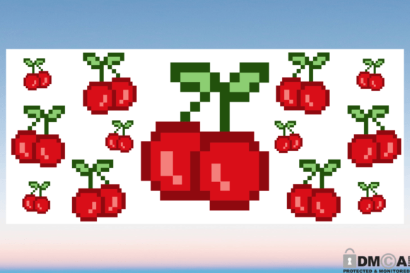 Retro Cherry 16oz Libbey Glass Wrap SVG: Graphics & Print Templates