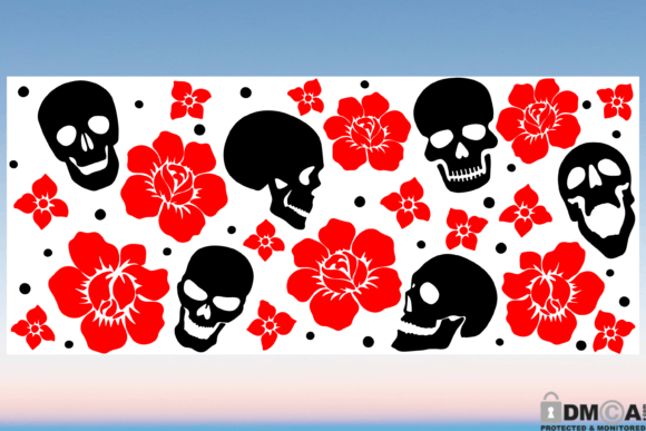 Rose Skull 16oz Libbey Glass Wrap SVG: Graphics & Print Templates