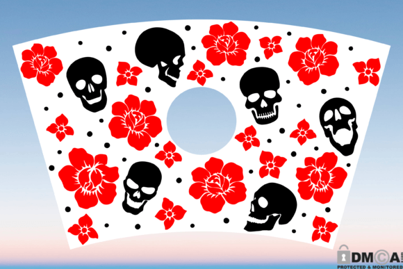 Rose Skull 24oz Cup Full Wrap SVG: Graphics & Print Templates