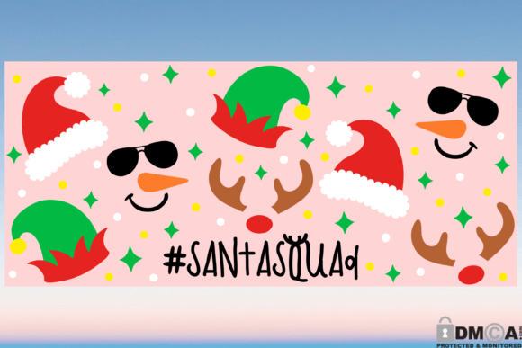Santa Squad 16oz Libbey Glass Wrap SVG