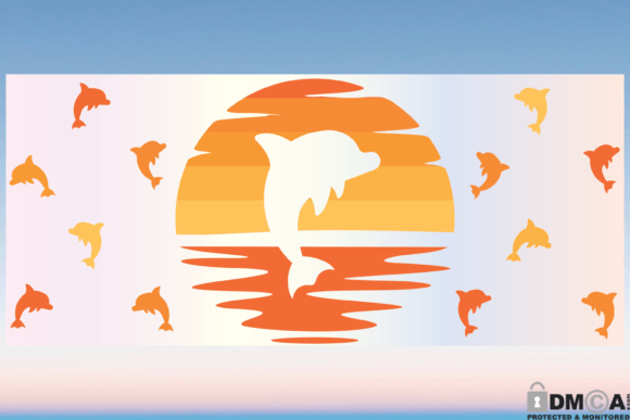 Sunset Dolphin 16oz Libbey Glass Wrap: Graphics & Print Templates